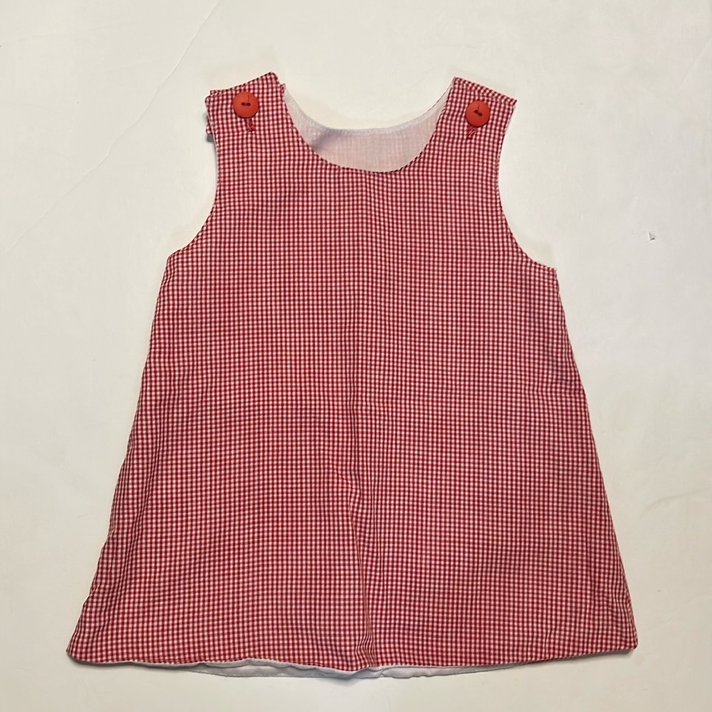 Classic stitches Red Plaid A-line sleeveless dress red and white check 12 months
